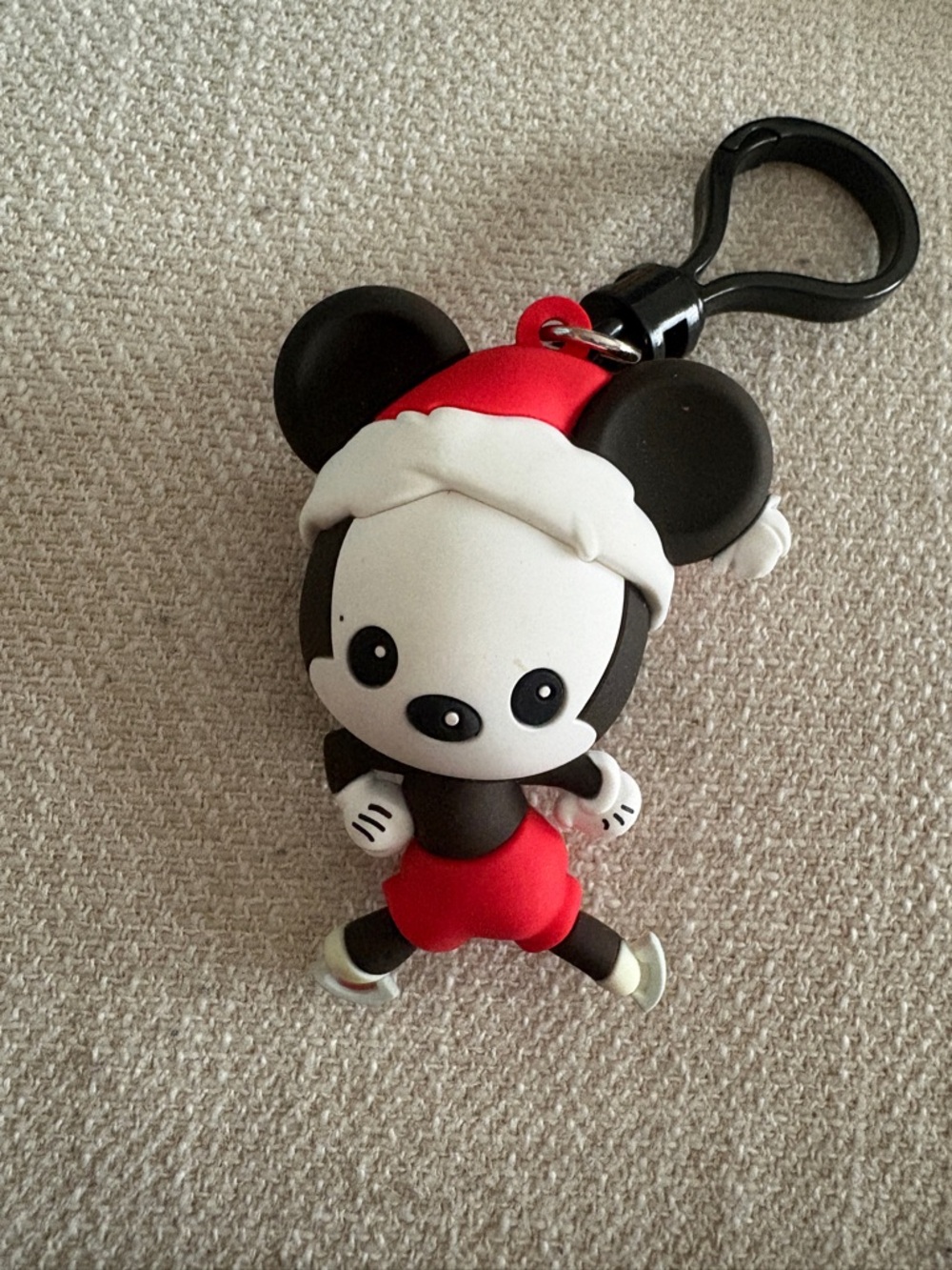Figural Bag Clip Holiday Mickey Mouse Keychain Clip - Red and Black